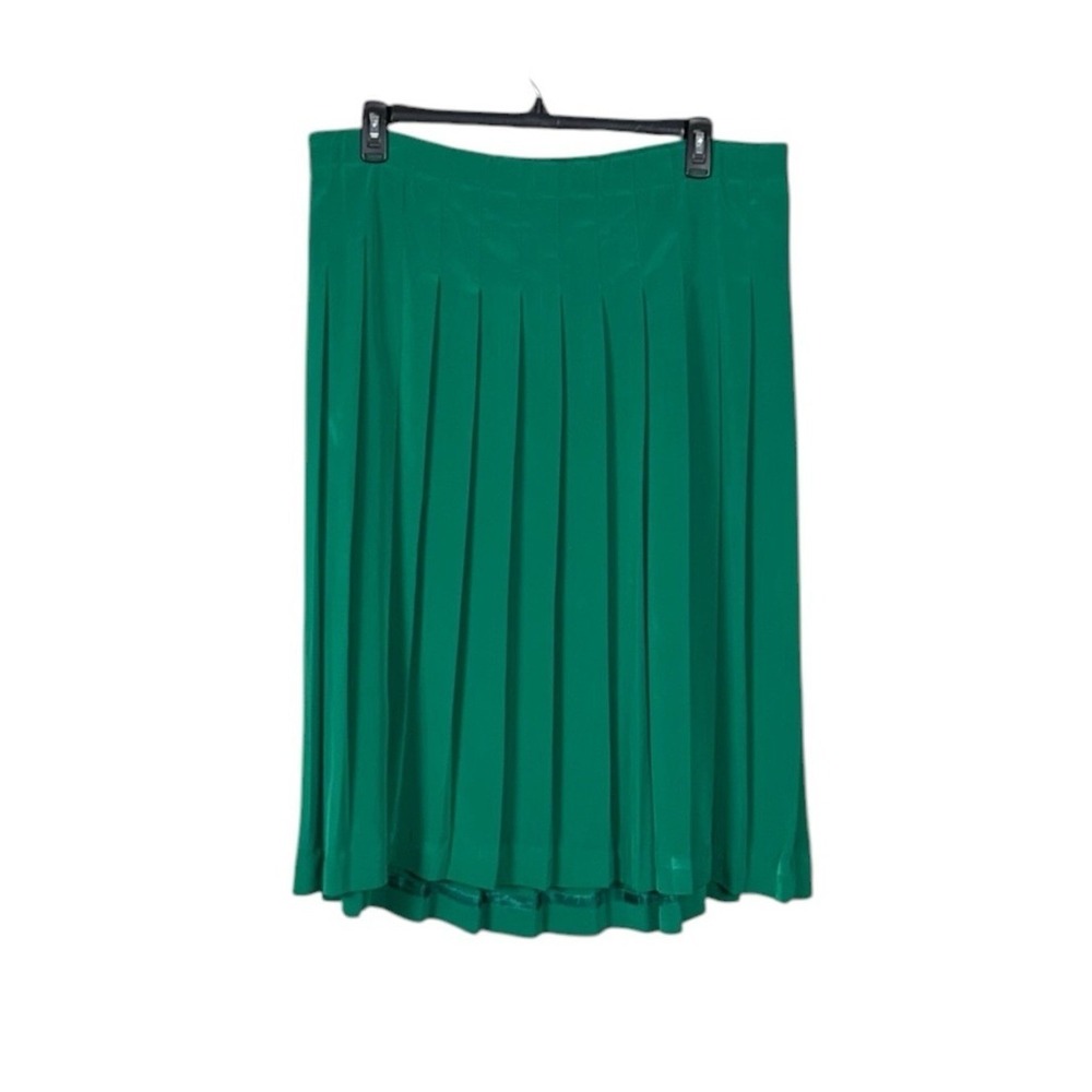 Vintage Susan Bristol Pleated Kelly Green Midi Skirt Medium Preppy Twee Academia